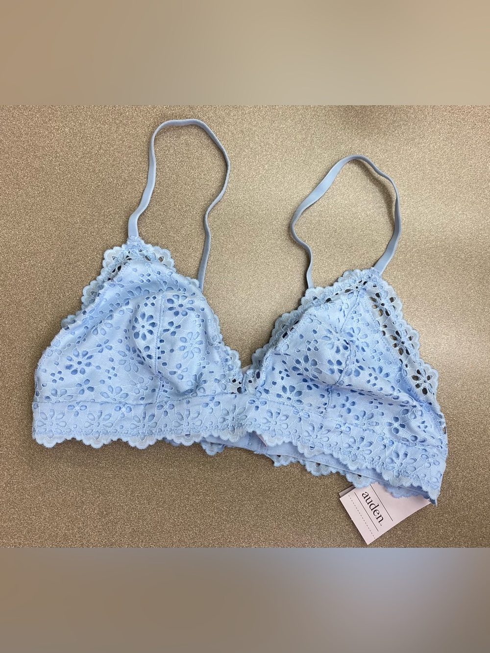 Auden Light Blue Lace Wirefree Bralette Size M Adjustable Straps Cottagecore